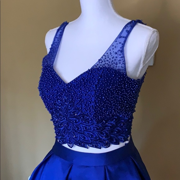 Narianna- Royal Blue Homecoming/Prom 2-Piece Dress - Picture 3 of 7